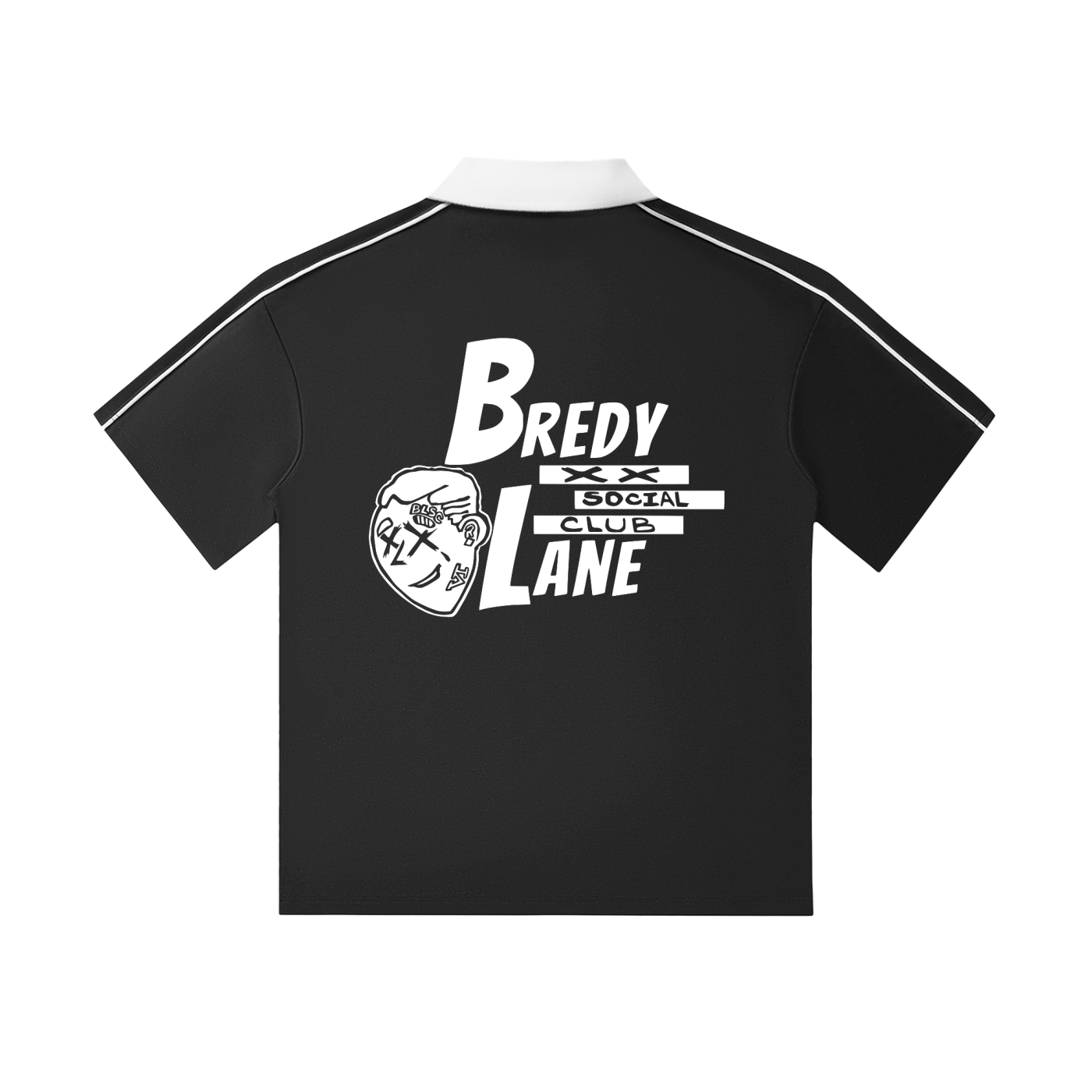 FLYWLKR "BREDY LANE SOCIAL CLUB" Contrast Collar Short-Sleeve Polo Shirt