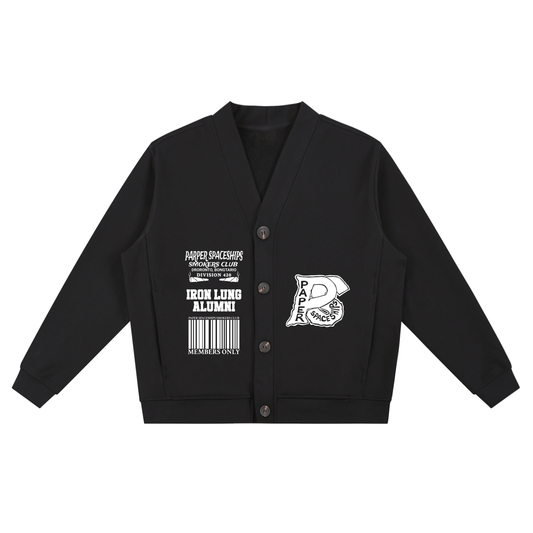 FLYWLKR "PAPER SPACESHIPS SMOKERS CLUB" Essential Heavyweight Sweat Cardigan