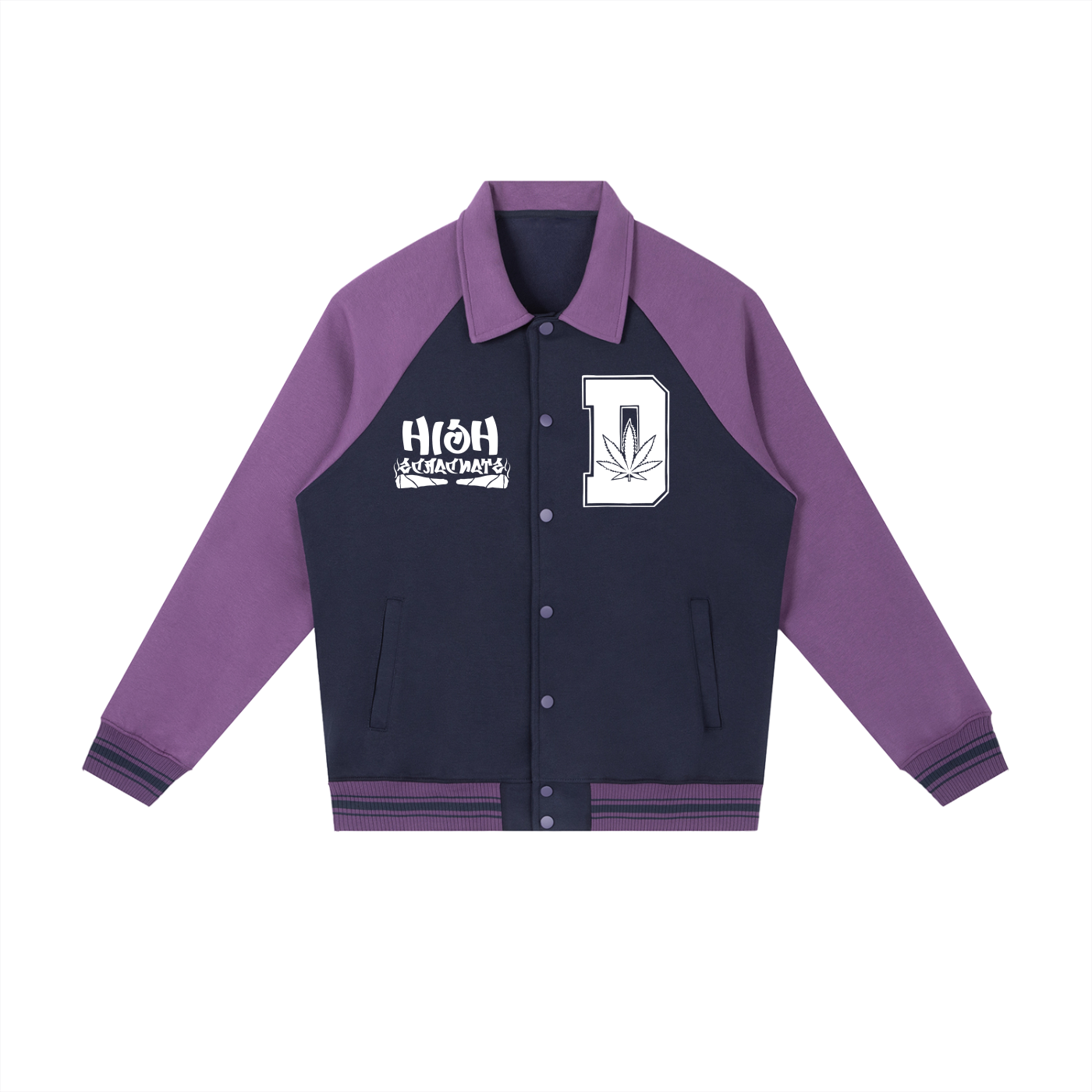 FLYWLKR "THE HIGH CLASS" Contrast Raglan Sleeve Baseball Jacket