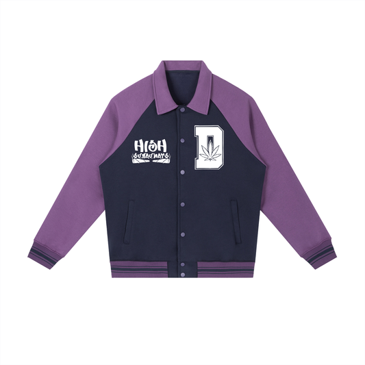 FLYWLKR "THE HIGH CLASS" Contrast Raglan Sleeve Baseball Jacket