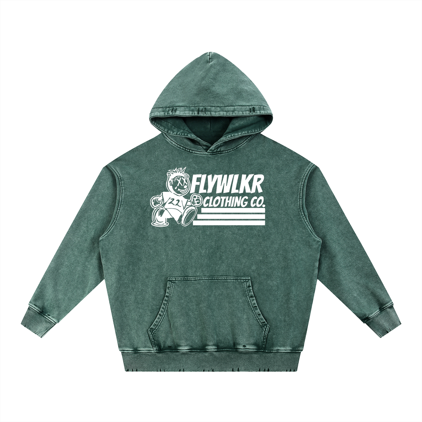 FLYWLKR "ORIGINALS" Snow Wash Hand-Frayed Heavyweight  Hoodie