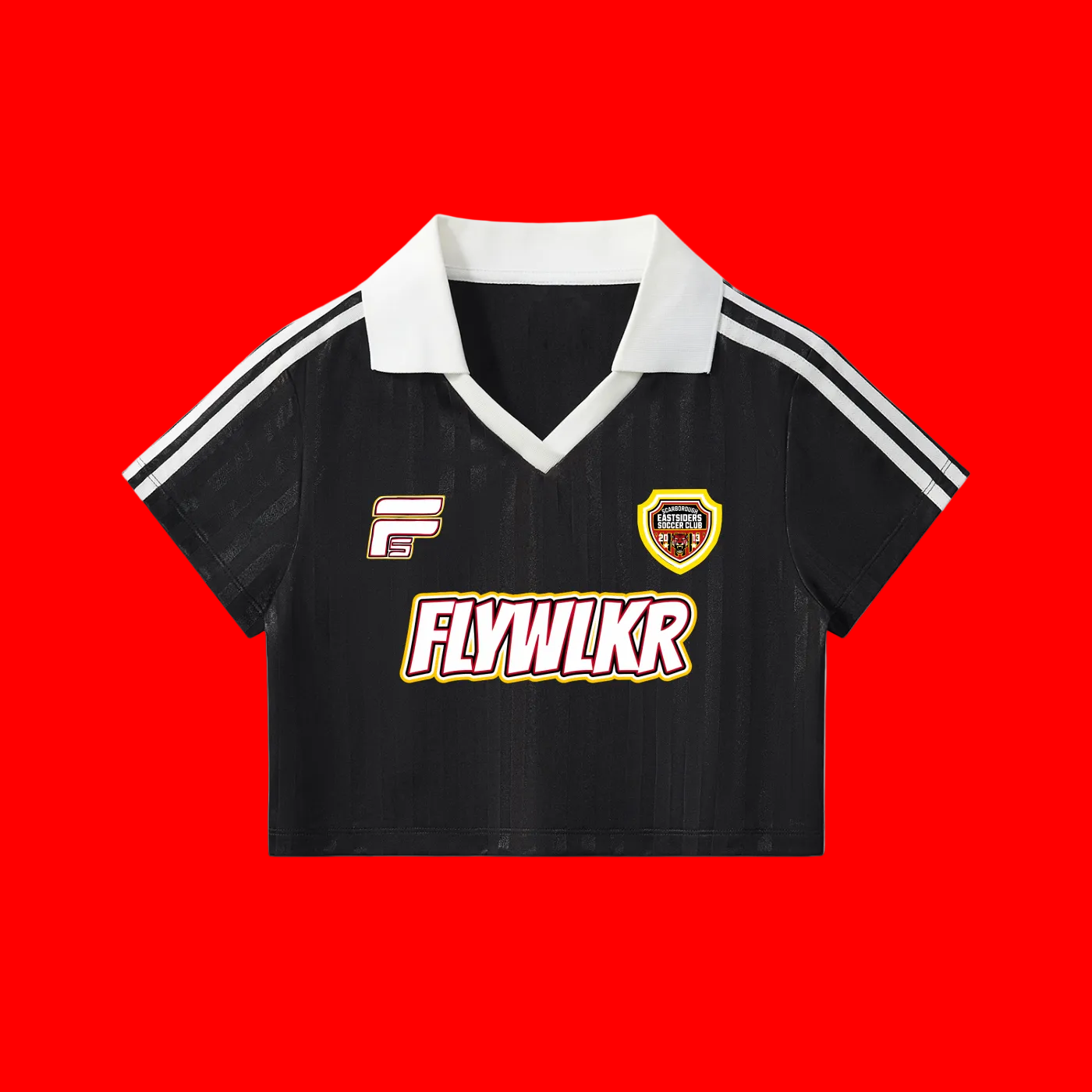 FLYWLKR X EASTSIDERS SC Contrast Collar Striped Cropped Jersey