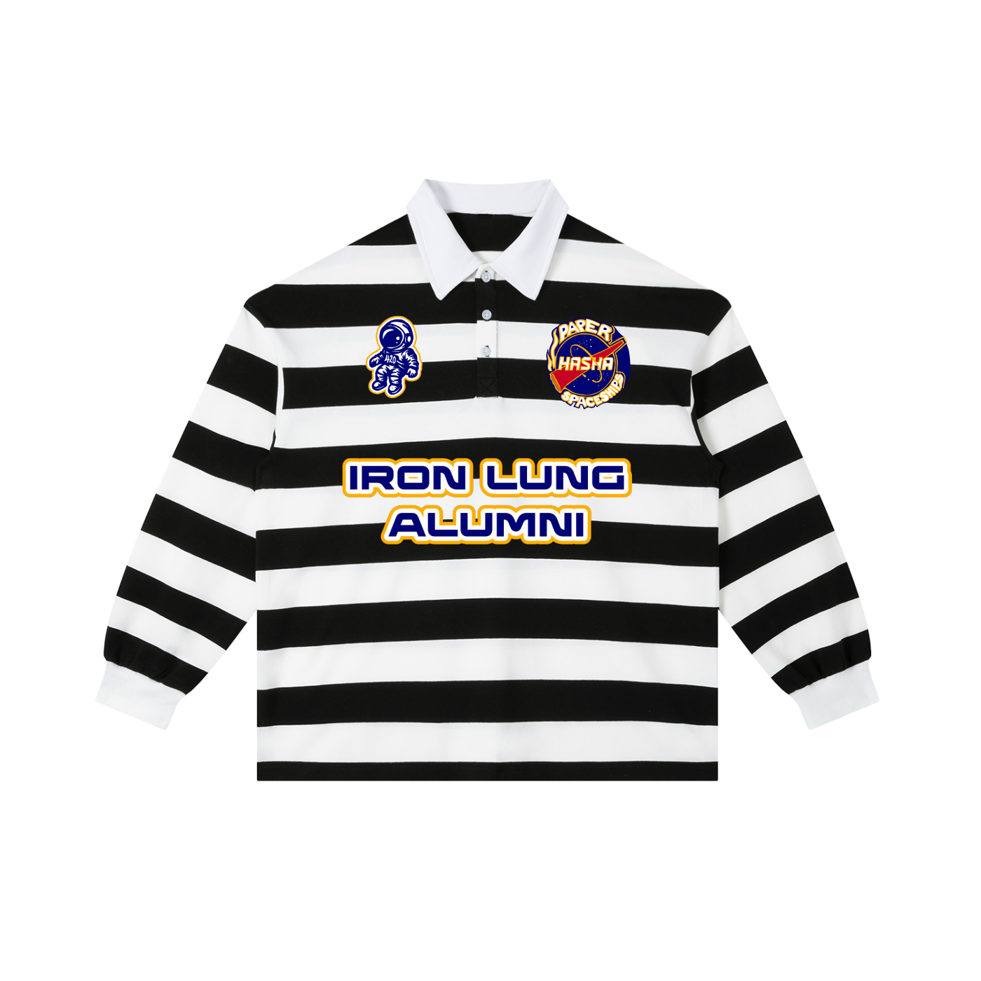 FLYWLKR "PAPER SPACESHIPS SMOKERS CLUB " Color Block Stripe Polo Shirt