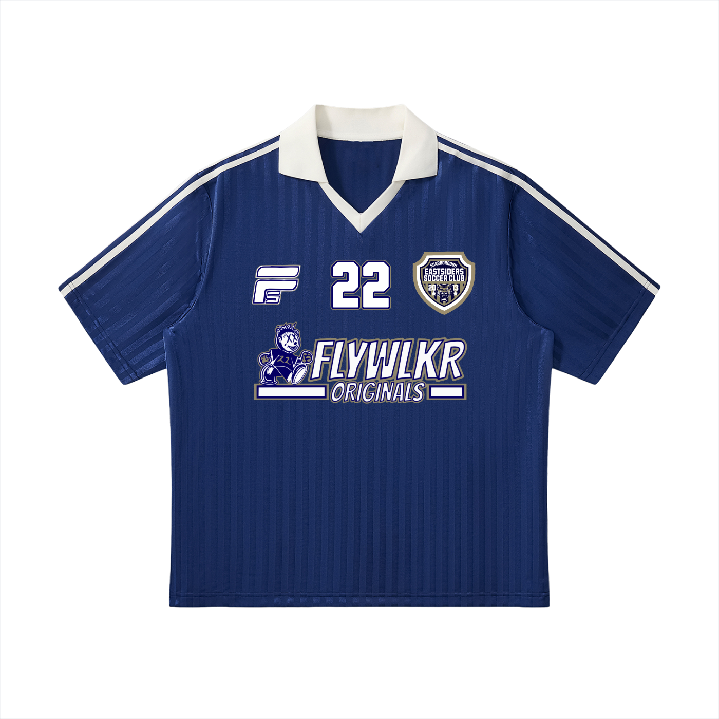 FLYWLKR X EASTSIDERS SC Contrast Collar Striped Soccer Jersey