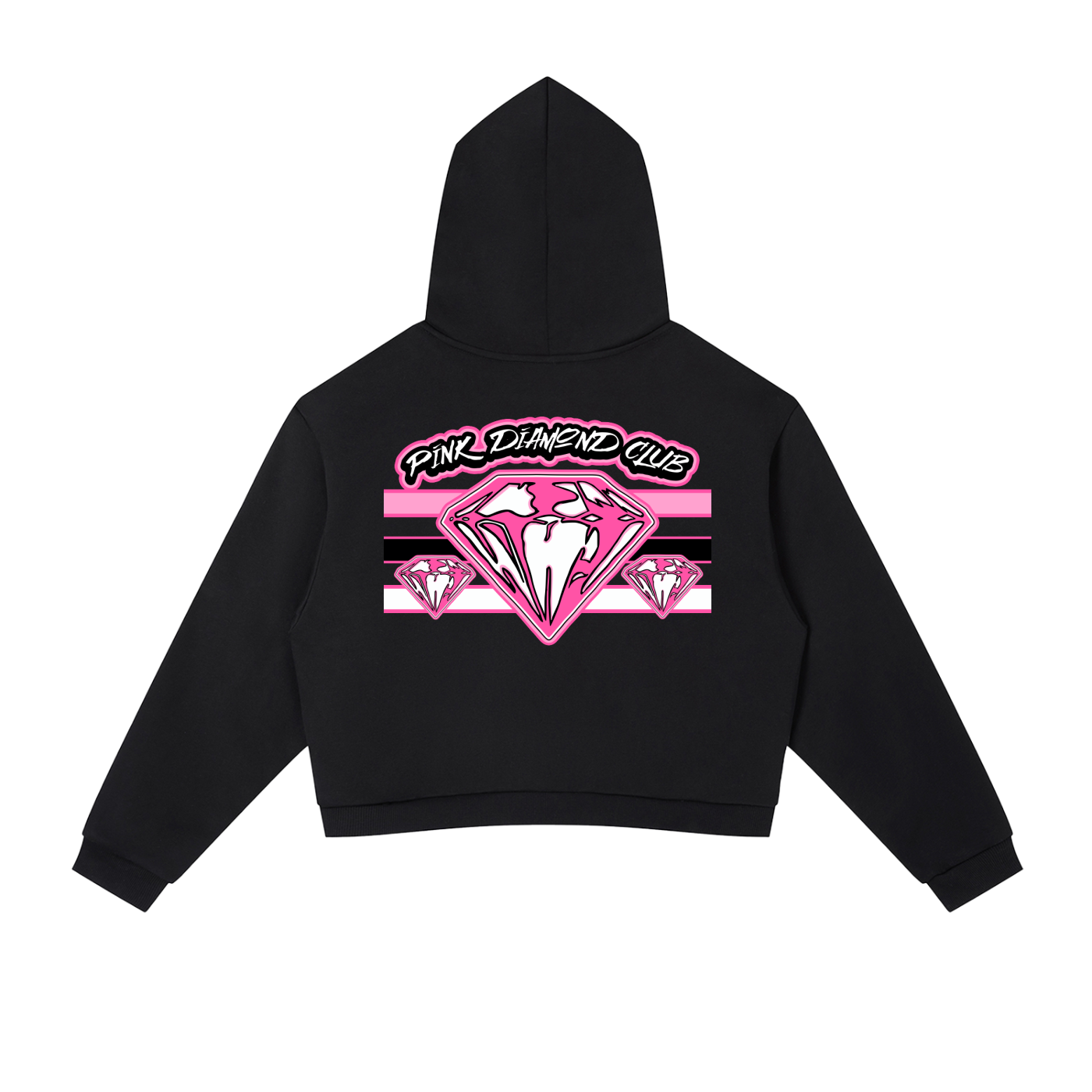 FLYWLKR ORIGINALS "PINK DIAMOND CLUB" Contrast Side Stripe Cropped Hoodie
