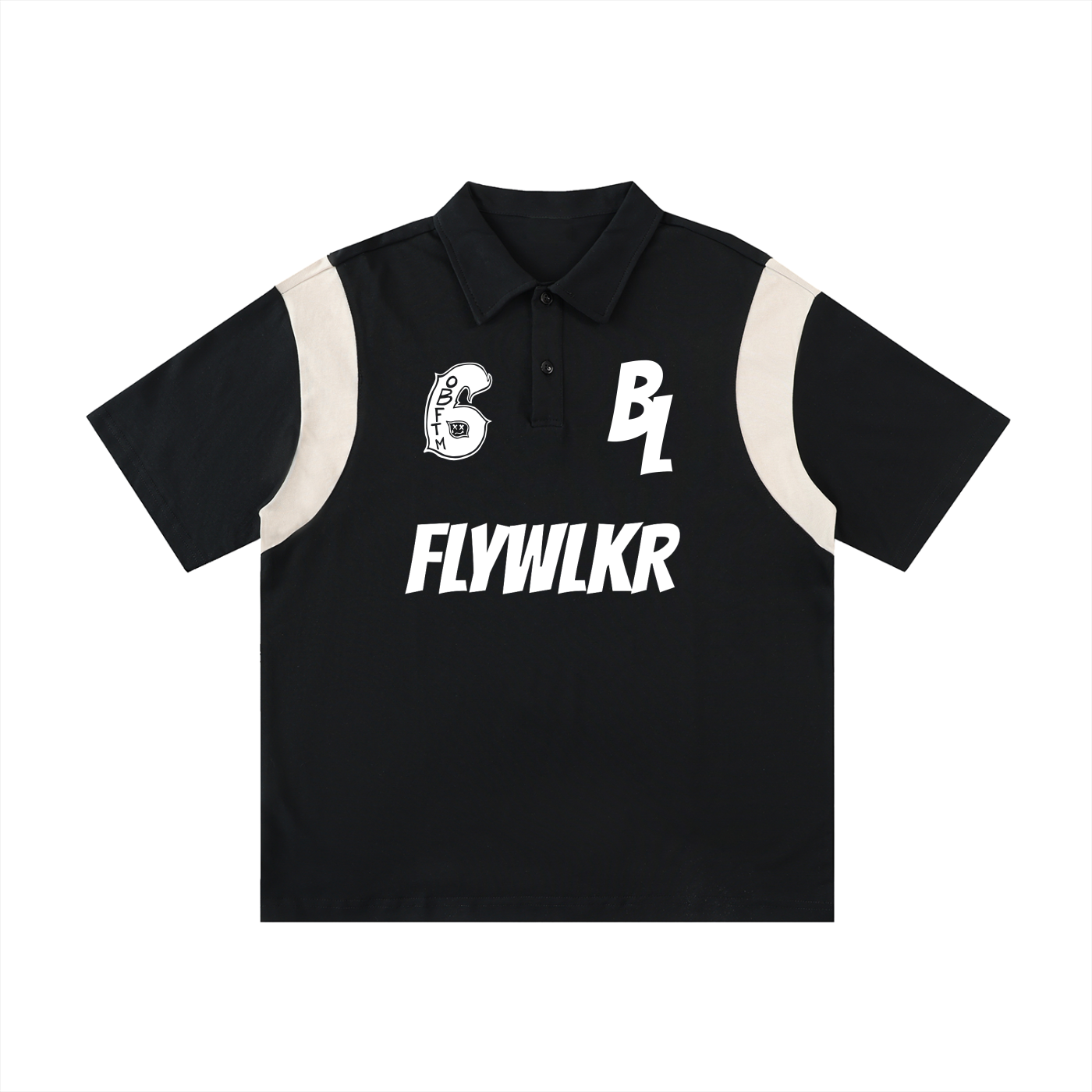 FLYWLKR "BREDY LANE SOCIAL CLUB" Contrast Panel Cotton Polo Shirt