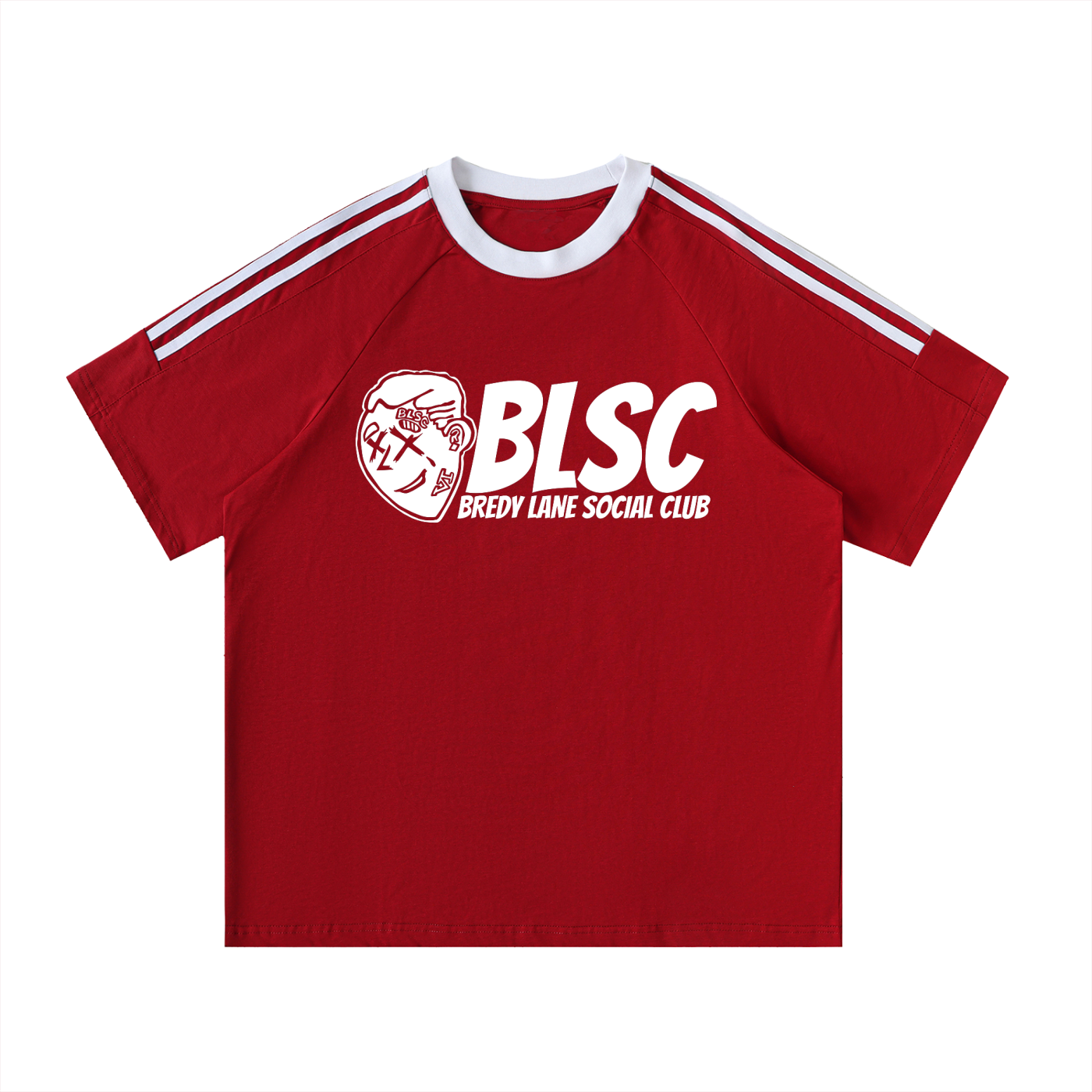 FLYWLKR "BREDY LANE SOCIAL CLUB" Contrast Tape Crewneck Cotton T-Shirt