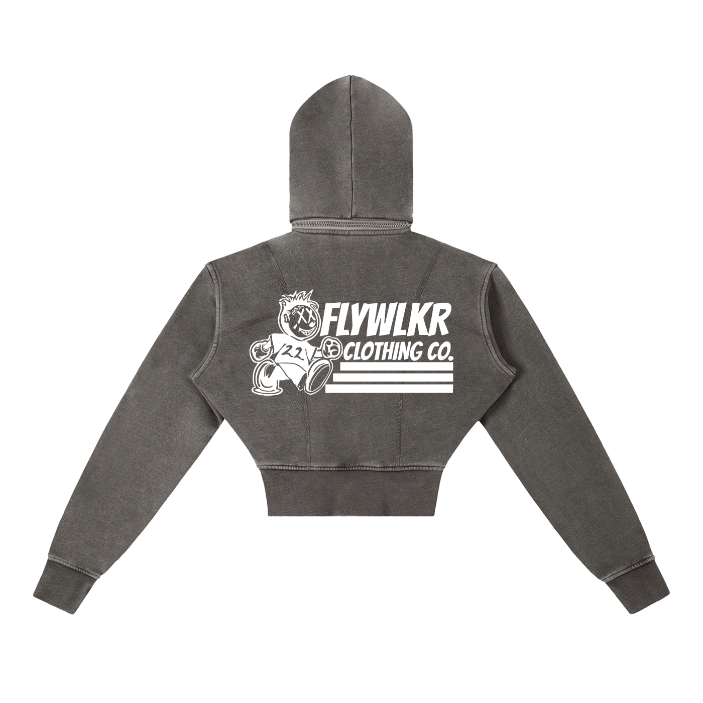FLYWLKR "ORIGINALS" Vintage Washed Cropped Fleece Hoodie