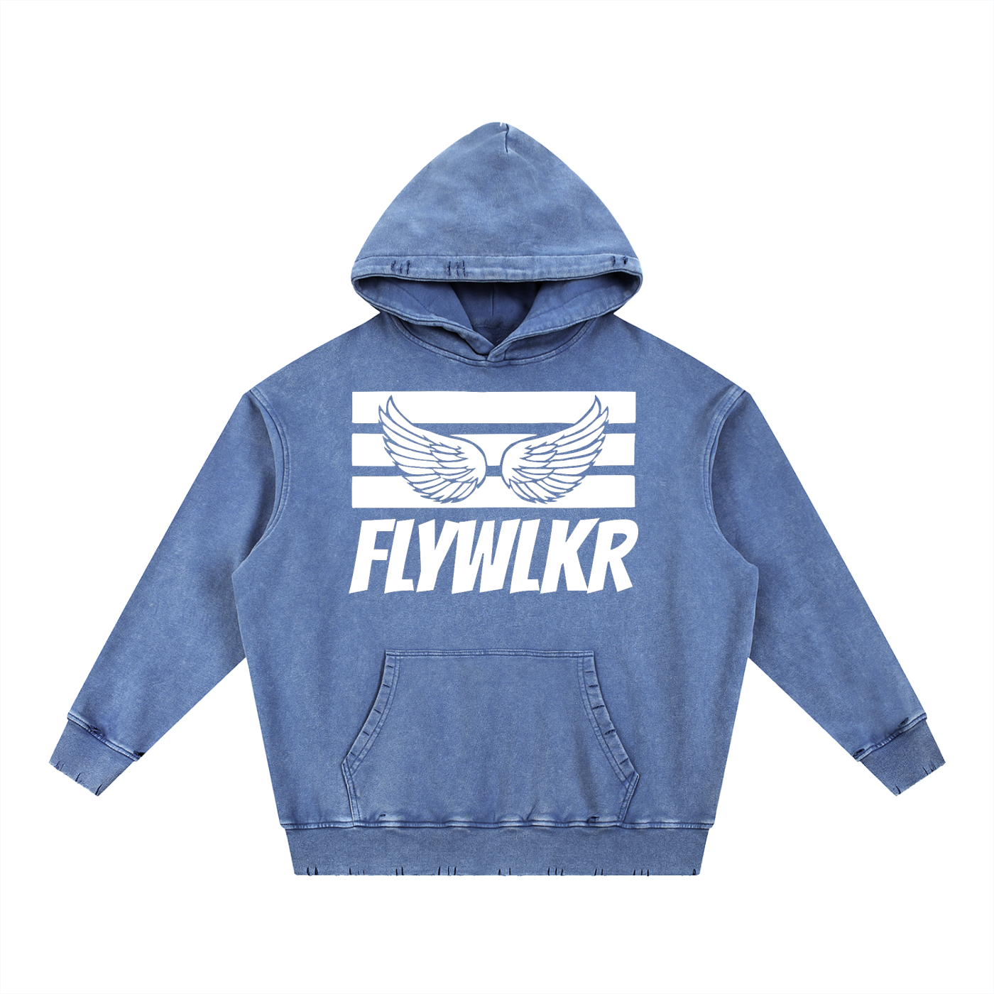 FLYWLKR "ORIGINALS" Snow Wash Hand-Frayed Heavyweight  Hoodie