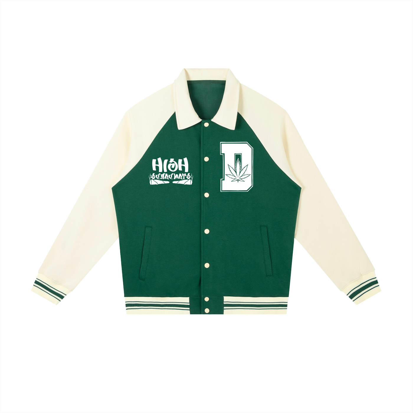 FLYWLKR "THE HIGH CLASS" Contrast Raglan Sleeve Baseball Jacket