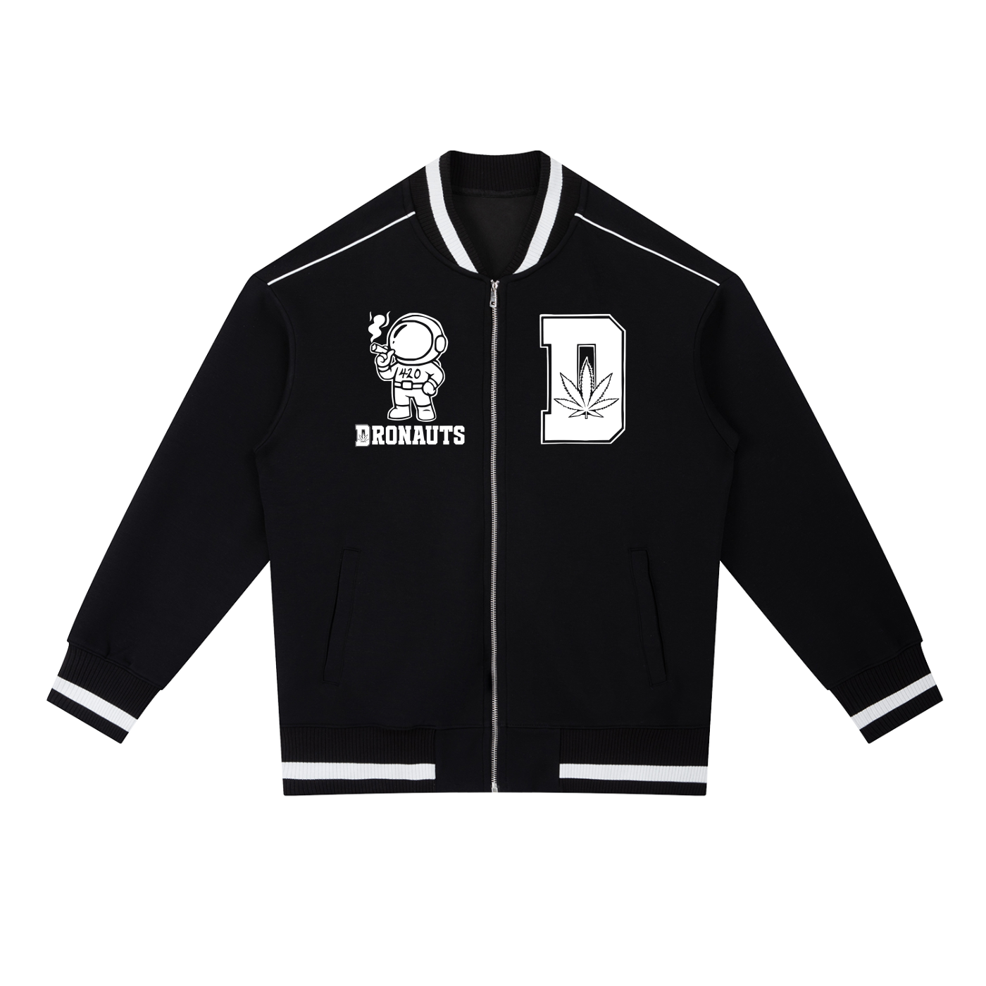 FLYWLKR "THE HIGH CLASS" Contrast Piping Zip Bomber Jacket