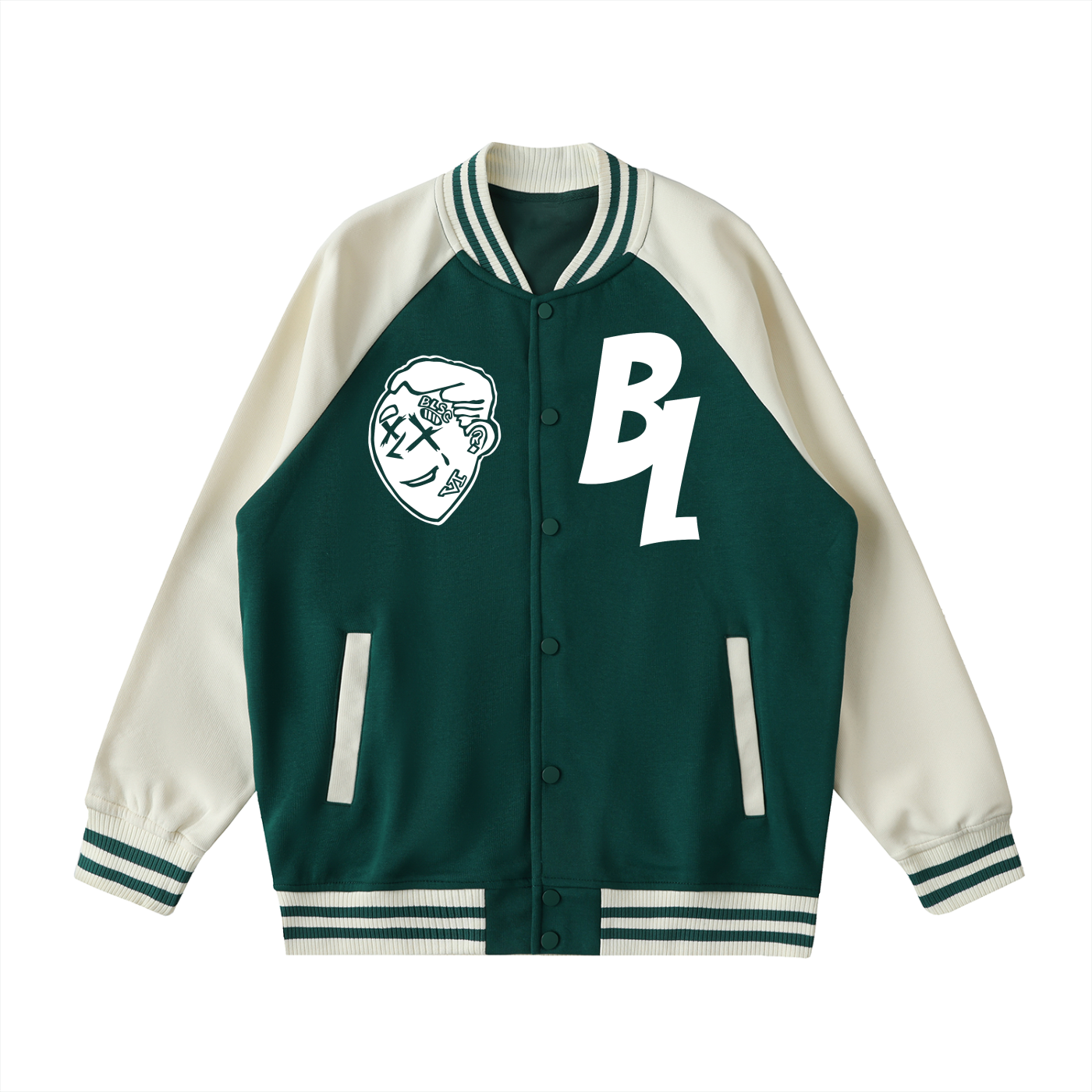 FLYWLKR "BREDY LANE SOCIAL CLUB" Two Tone Raglan Sleeve Varsity Jacket