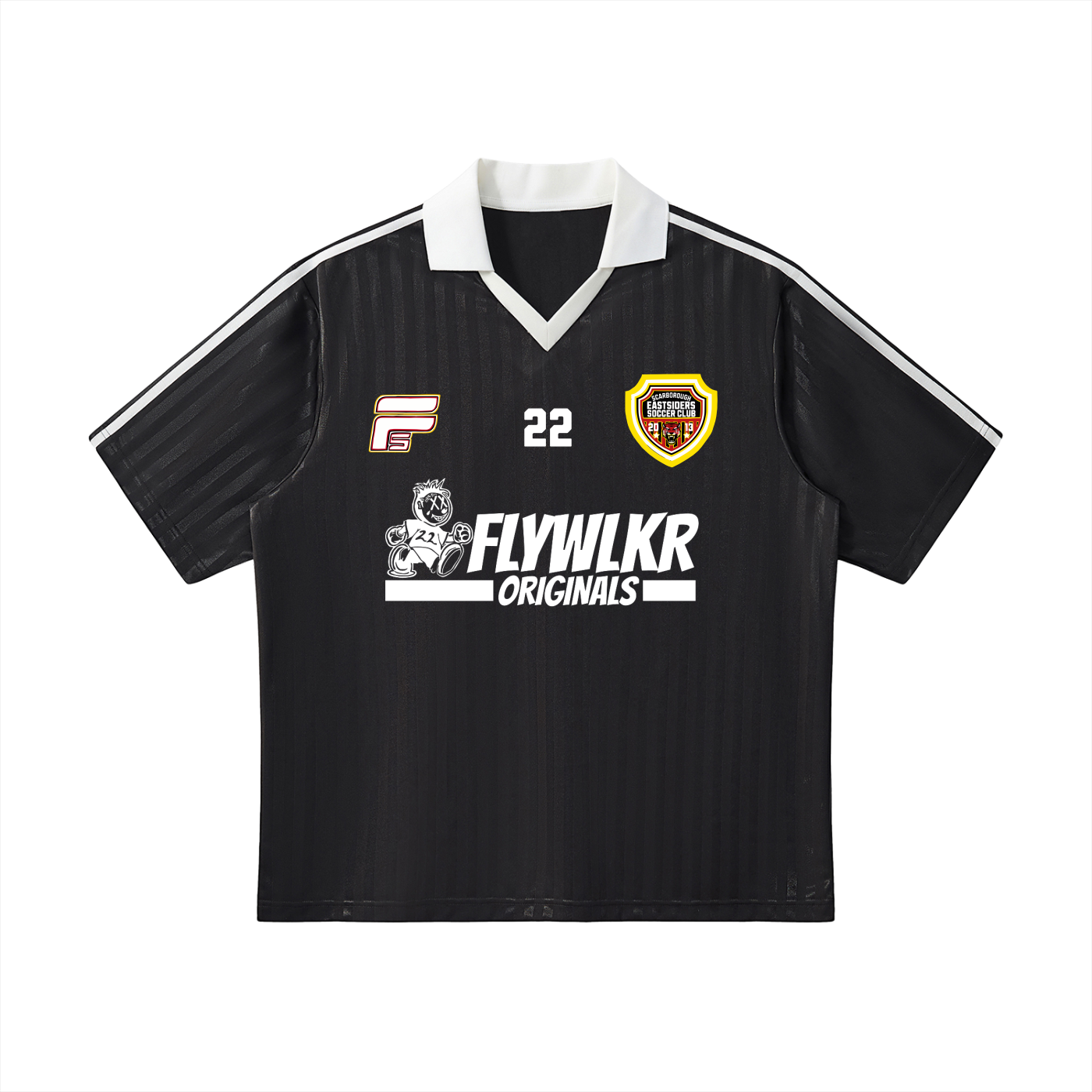 FLYWLKR X EASTSIDERS SC Contrast Collar Striped Soccer Jersey