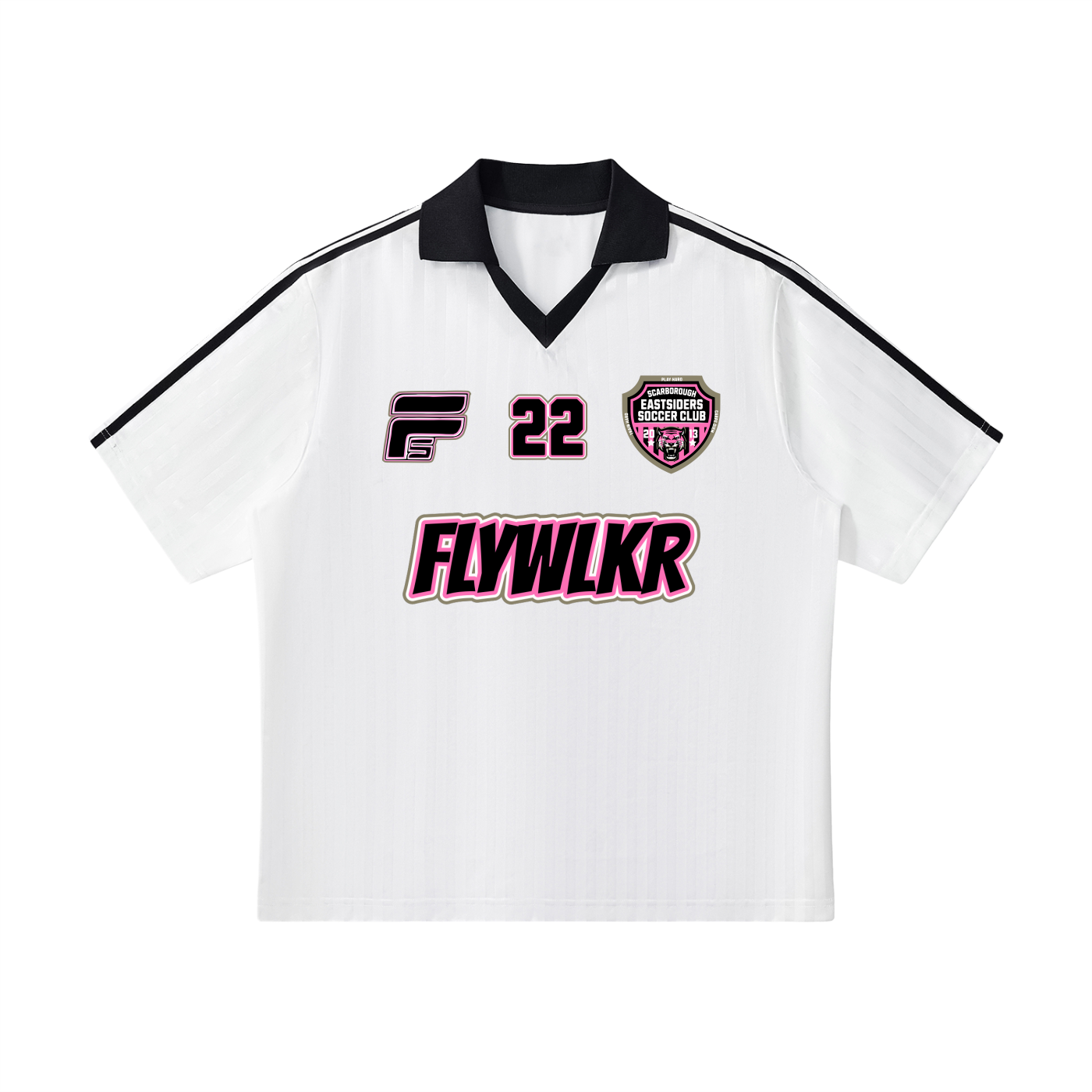 FLYWLKR X EASTSIDERS SC Contrast Collar Striped Soccer Jersey