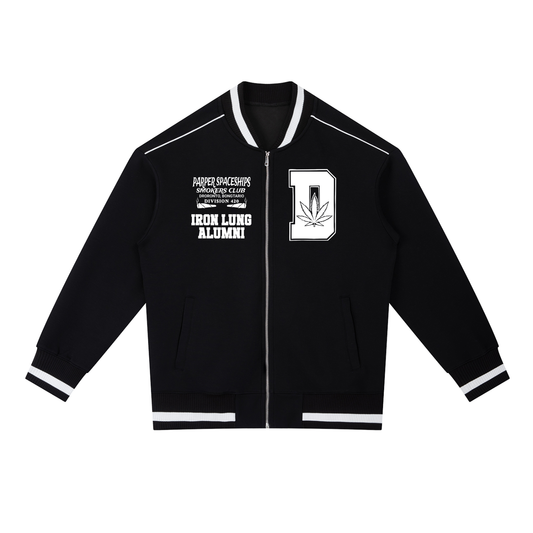 FLYWLKR "PAPER SPACESHIPS SMOKERS CLUB" Contrast Piping Zip Bomber Jacket