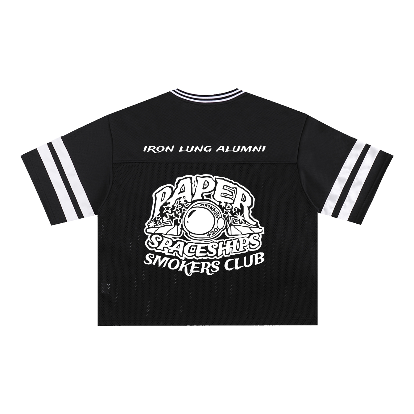 FLYWLKR "PAPER SPACESHIPS SMOKERS CLUB" Taped Mesh Boxy T-Shirt