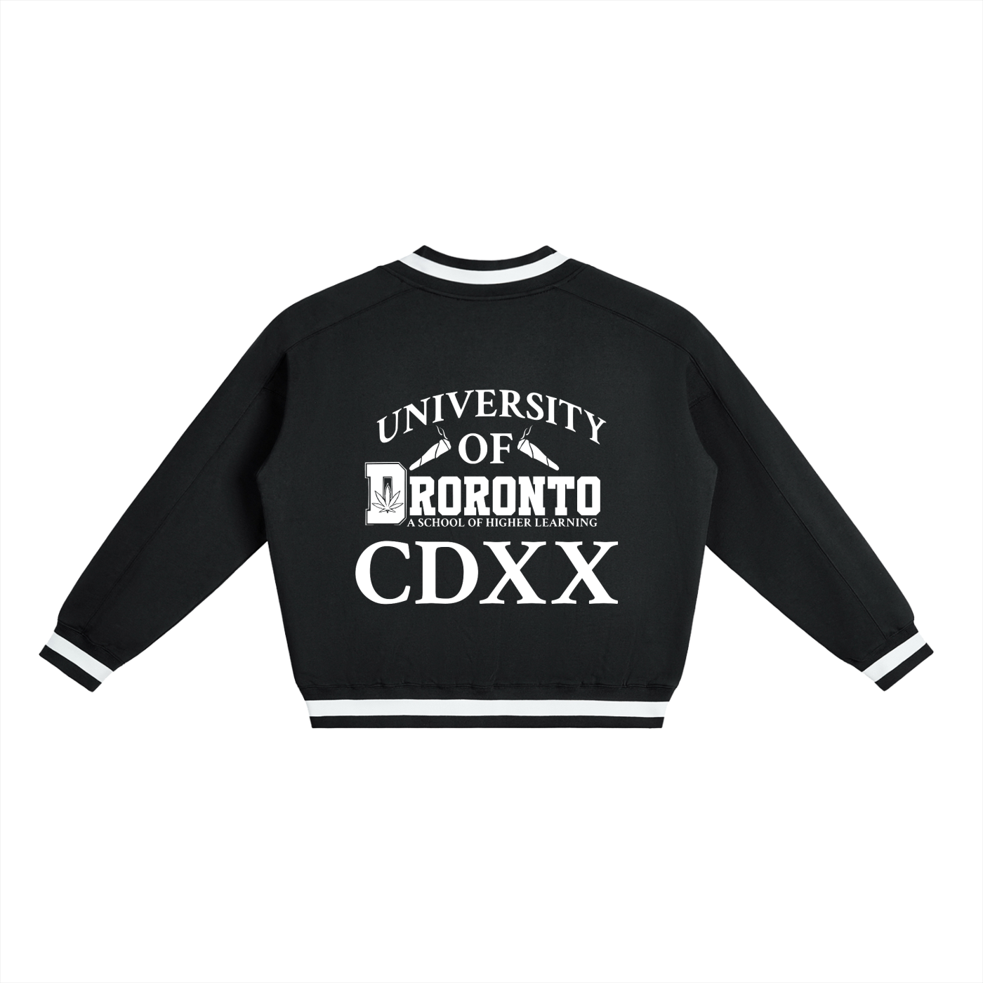 FLYWLKR "THE HIGH CLASS" V-Neck Contrast Collar Boxy Sweatshirt