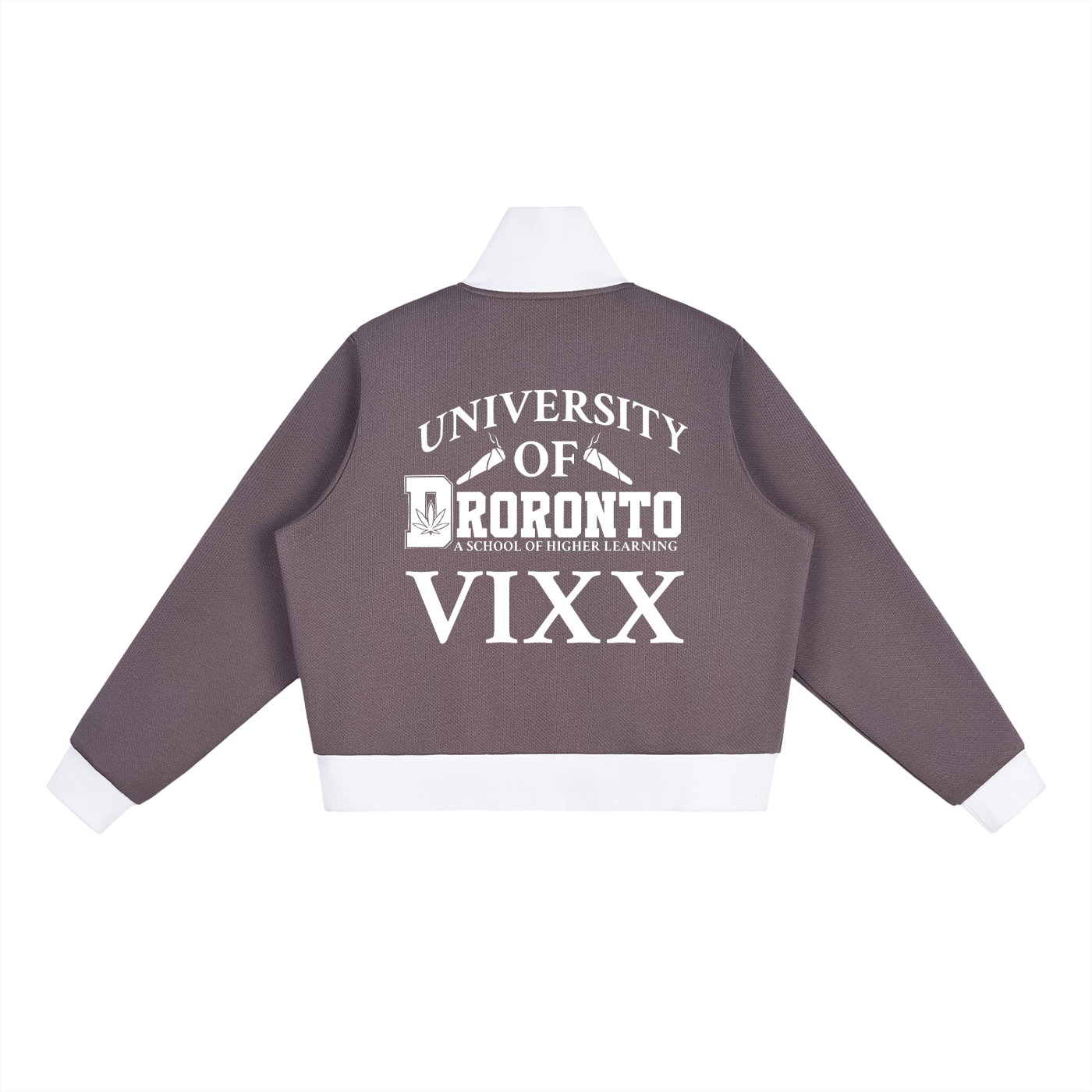 FLYWLKR "THE HIGH CLASS" Contrast Side Stripe Fleece Cropped Track Jacket