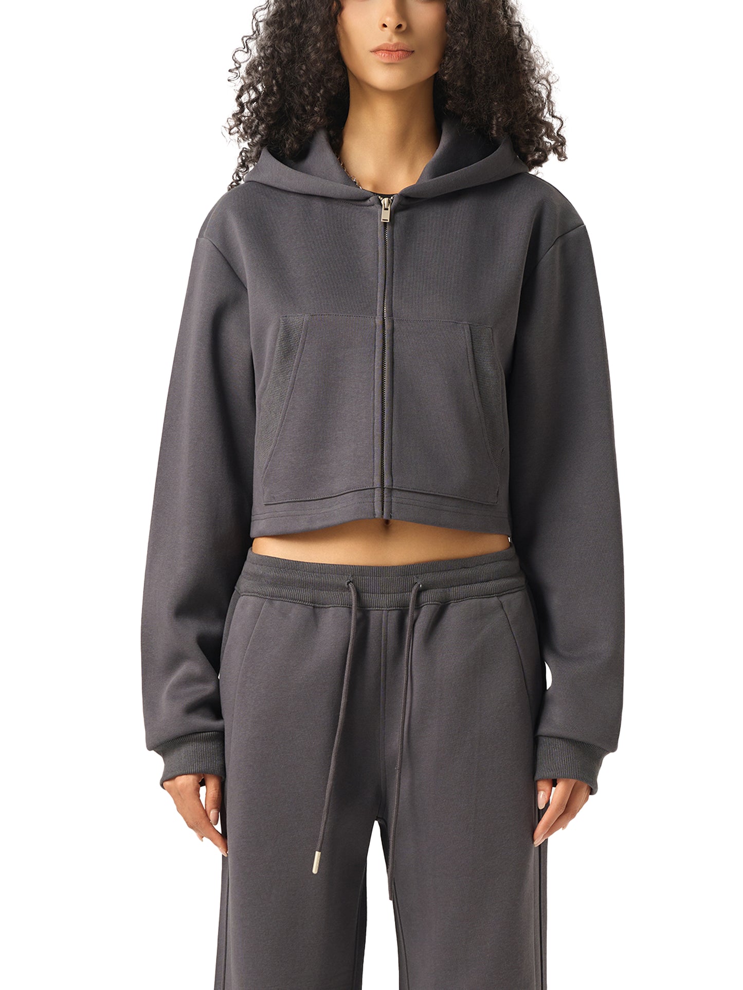 FLYWLKR "ORIGINALS" Essential Cropped Zip-Up Hoodie