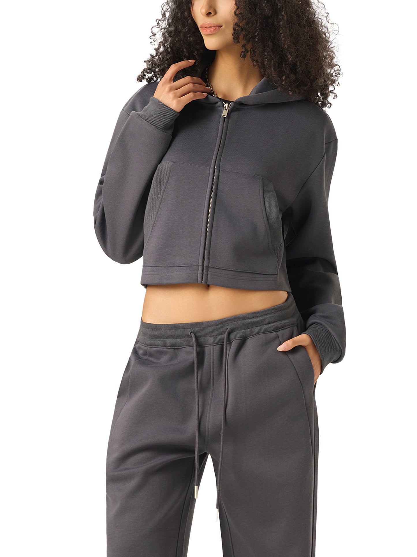FLYWLKR "ORIGINALS" Essential Cropped Zip-Up Hoodie