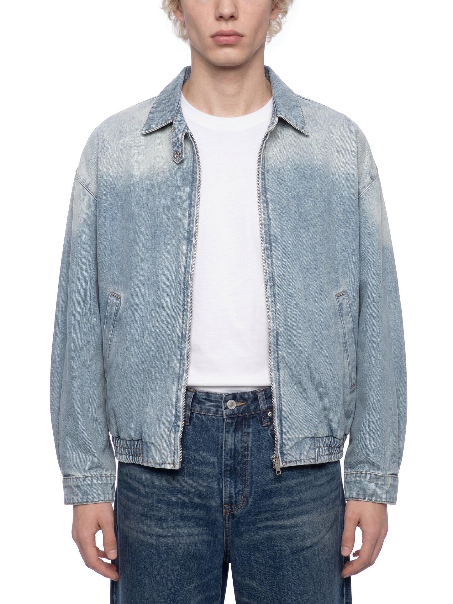 FLYWLKR "PAPER SPACESHIPS" Unisex Vintage Wash Full-Zip Denim Jacket